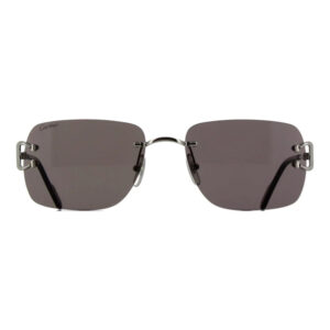 Cartier rectangular sunglasses with gray lenses and a metal bridge