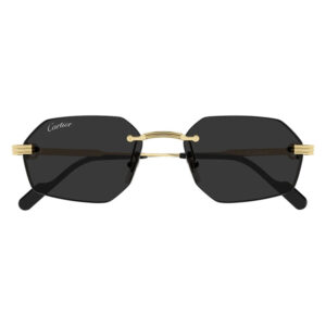Cartier sunglasses with dark lenses and a gold-tone double bridge, shown from the front.