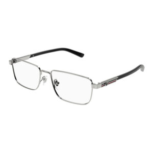 Metal rectangular eyeglasses with nose pads and black temple tips, minimalist design for daily wear.