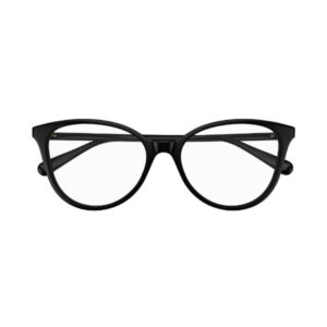 Black full-race round eyeglasses with a subtle keyhole bridge, front view