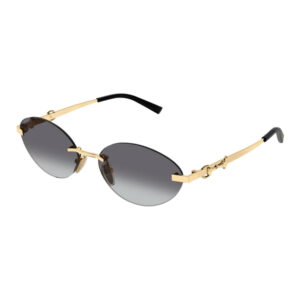 Gold-tone oval sunglasses with gradient lenses and black temple tips