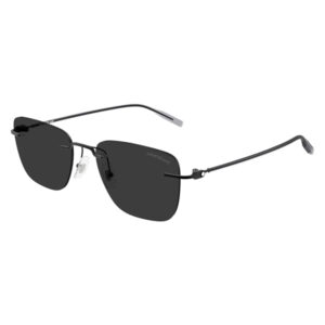 Black Montblanc sunglasses with square lenses and a thin metal frame, nose pads visible.