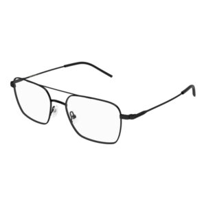 Black metal rectangular eyeglasses with adjustable nose pads and slim temples.