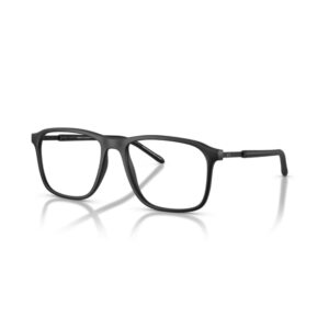 Black rectangular eyeglasses with a full-rim frame on a white background, shown in a studio shot.