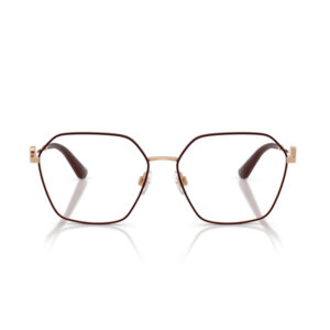 Brown metal-framed glasses with square lenses and nose pads, facing forward.