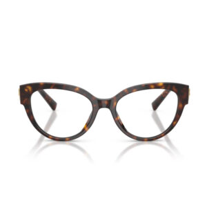 Tortoiseshell cat-eye eyeglasses with clear lenses on a white background, showing their reflective surface.