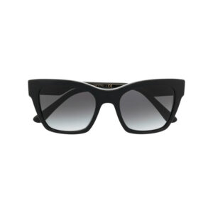 Black oversized sunglasses with dark-to-light gray gradient lenses.