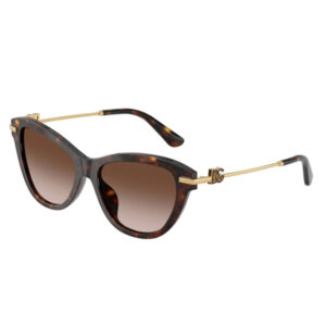 Tortoiseshell sunglasses with gold metal temples and brown gradient lenses on a white background.