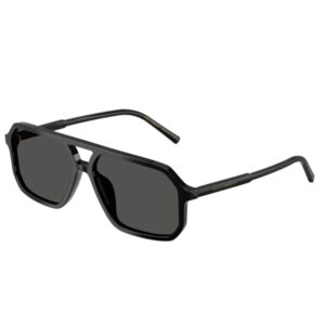 Black rectangular sunglasses with dark lenses and branding on the temple (Dolce & Gabbana).