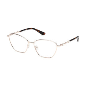 Silver metal-frame eyeglasses with clear lenses and tortoiseshell temple tips.