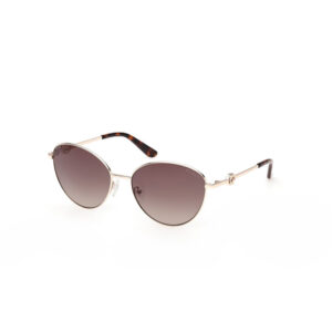 Gold metal aviator sunglasses with gradient brown lenses and tortoiseshell temple tips.