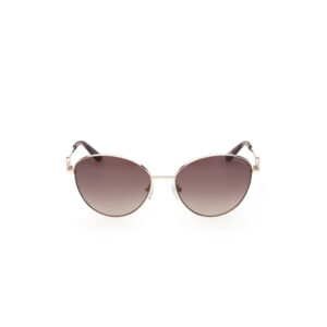 Round metal-frame sunglasses with gradient brown lenses on a white background