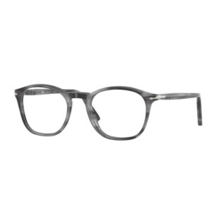 Grey translucent rectangular eyeglasses with full rims and rounded lenses