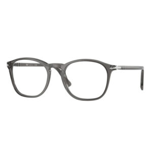 Gray rectangular eyeglasses with clear lenses and slim temples on a white background.