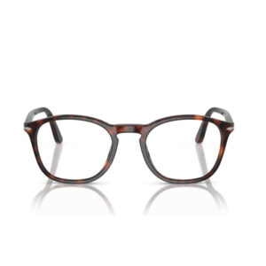 Tortoiseshell rectangular eyeglasses with clear lenses on a white background.