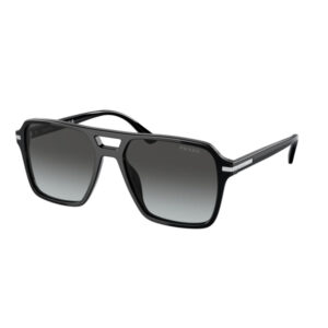 Prada black sunglasses with gradient gray lenses and bold square frames.