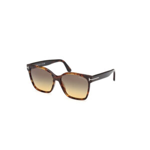 Tortoiseshell sunglasses with gradient brown lenses and black temples viewed from a front-left angle.