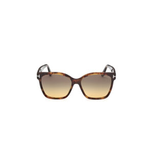 Tom Ford tortoiseshell sunglasses with brown gradient lenses.