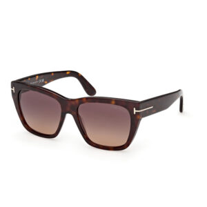 Tortoiseshell sunglasses with large square frames and gradient brown lenses on a white background.