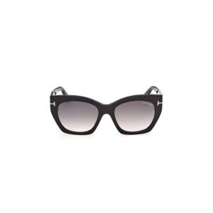Black oversized cat-eye sunglasses with gradient lenses and Tom Ford logo on the lens corner.
