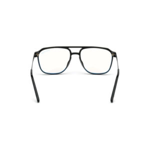 Black metal rectangular eyeglasses seen from the front (head-on)