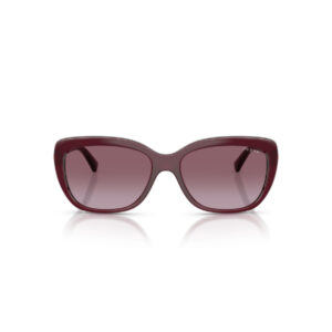 Burgundy oversized sunglasses with gradient lenses, front view on white background