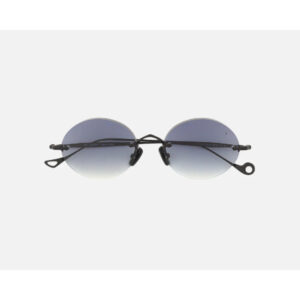 Round gradient-lens sunglasses with a black frame and adjustable nose pads against a white background.