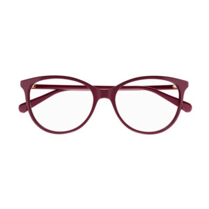 Purple full-frame eyeglasses with rounded rectangular lenses, viewed from the front.