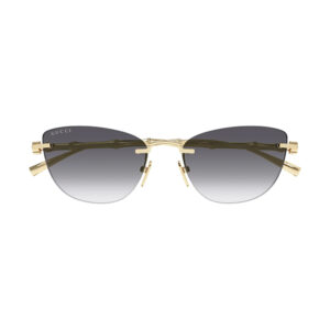 Gucci aviator-style sunglasses with a gold frame and dark-to-light gradient lenses.