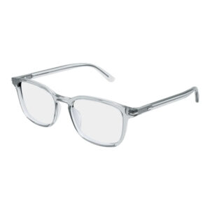 Clear rectangular eyeglasses with transparent acetate frames and thin temples.