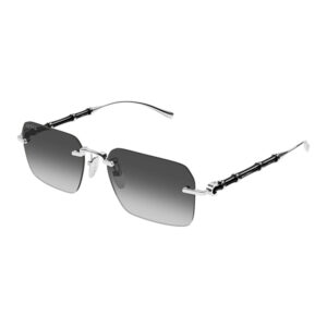 Rimless sunglasses with gradient rectangular lenses and black metal temples (Gucci)
