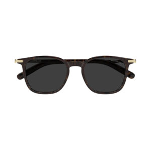 Tortoiseshell sunglasses with dark lenses and gold accents on the temples, Montblanc brand