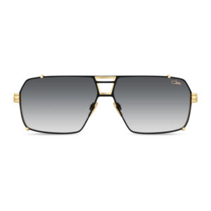 Gold-toned aviator-style sunglasses with gradient gray lenses and a double bridge, front view.