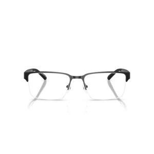 Rectangular semi-rimless eyeglasses with a black top frame, clear lenses, and adjustable nose pads, viewed straight on.