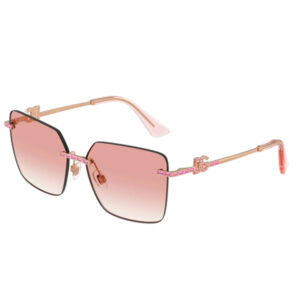 Pink gradient sunglasses with a rose-gold frame and decorative pink stones on the temples.
