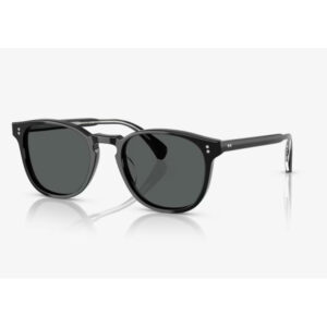 Black Wayfarer-style sunglasses with dark lenses on a white background, front view highlighting the glossy frame.