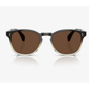 Brown-lens sunglasses with a two-tone frame (black top, light beige bottom) shown front-on.