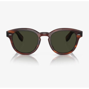 Tortoiseshell sunglasses with dark lenses, front view on a white background.