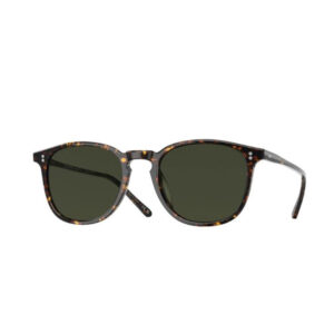 Tortoiseshell sunglasses with dark green lenses, facing forward.