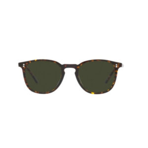 Tortoiseshell sunglasses with dark green lenses, shown from the front.