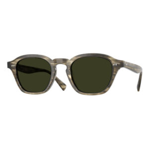 Tortoiseshell sunglasses with dark green lenses facing forward.