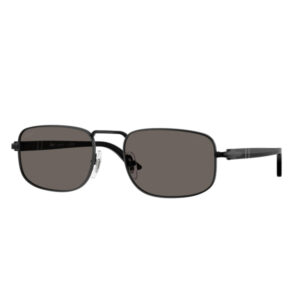 Black metal-framed sunglasses with rectangular dark gray lenses. The nose pads are visible for a secure fit.