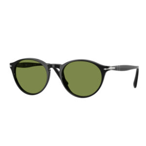 Black sunglasses with round frames and olive-green lenses on a white background, front view (informative product photo).