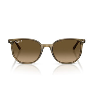 Front view of brown Ray-Ban sunglasses with gradient lenses on a white background.