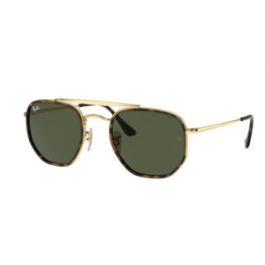 Ray-Ban aviator sunglasses with a gold metal frame and dark green lenses