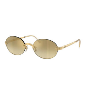 Gold metal round sunglasses with gradient brown lenses and a slim double bridge styling, showing curved temples.