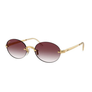 Ray‑Ban round sunglasses with a gold metal frame and brown gradient lenses, featuring adjustable nose pads and slim temples.
