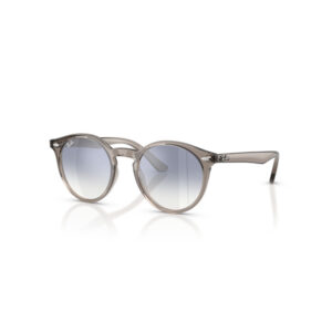 Round translucent gray sunglasses with blue gradient lenses and subtle logo on the temple(s). söz